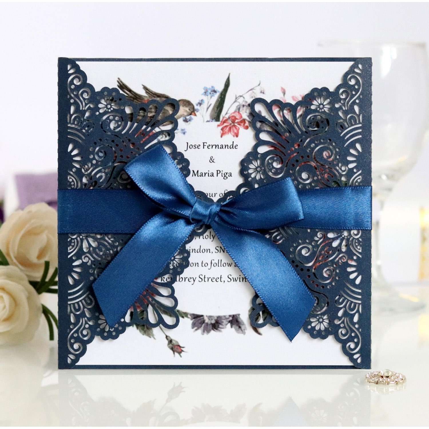 Laser Cut Iridescent Paper Wedding Supplies Lace Greeting Card Invitation Card
